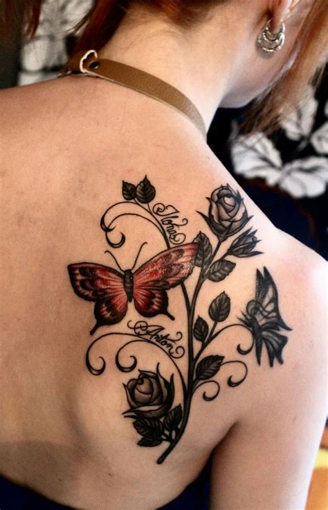 roses on a vine tattoo|butterfly rose vine tattoo designs.